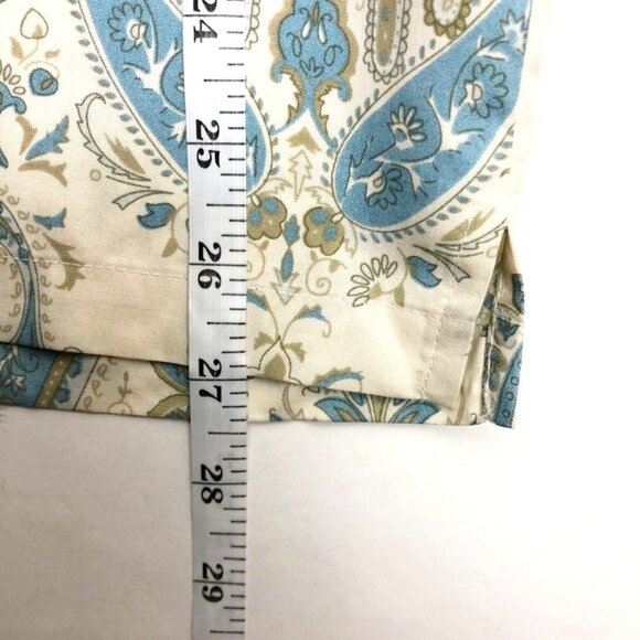 Silk Icon Blouse Women's S Cream Blue Paisley Print 100% Silk Tunic Shirt - Picture 9 of 12